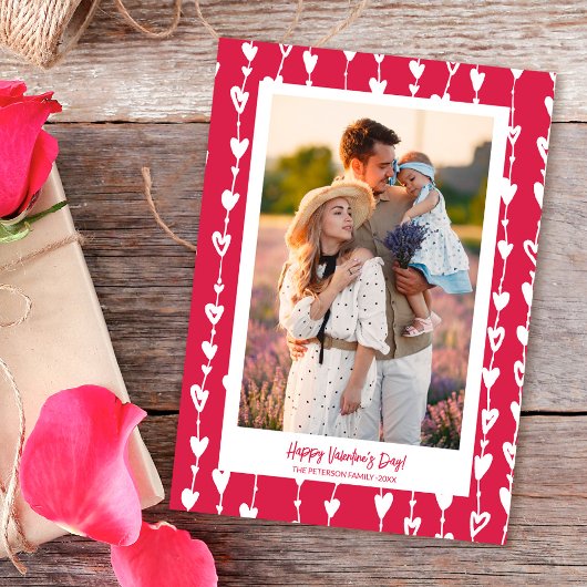 Moderne hartsketting magenta foto valentine day feestdagenkaart