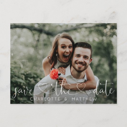 Moderne hartslag BESPAAR DE DATUM MET FOTO Aankondigingskaart (Voorkant)