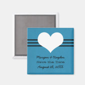 Moderne hartslag sparen de Datum Magnet, Blauw Magneet (Voorkant / Achterkant)