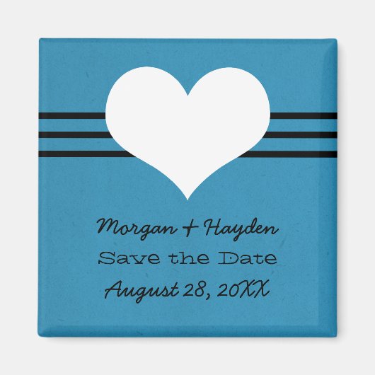 Moderne hartslag sparen de Datum Magnet, Blauw Magneet (Voorkant)
