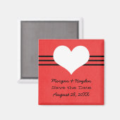 Moderne hartslag sparen de Datum Magnet, Rood Magneet (Voorkant / Achterkant)