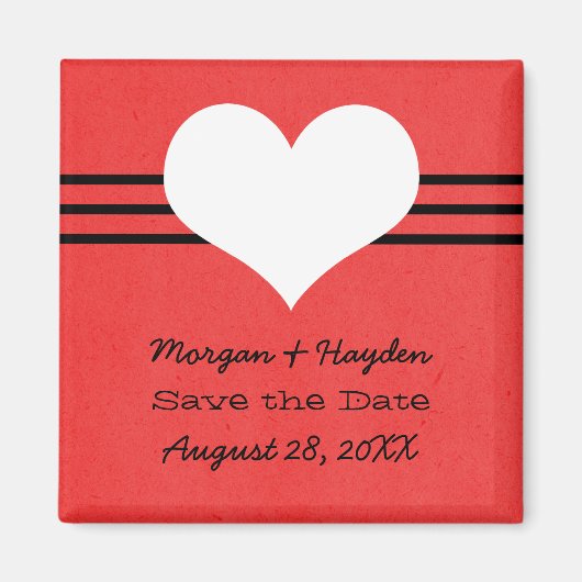 Moderne hartslag sparen de Datum Magnet, Rood Magneet (Voorkant)