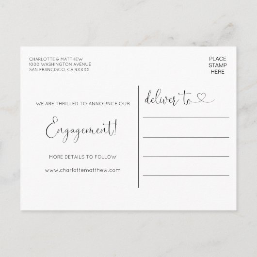 Moderne hartslag We zijn Verloving met FOTO Aankondigingskaart (Achterkant)