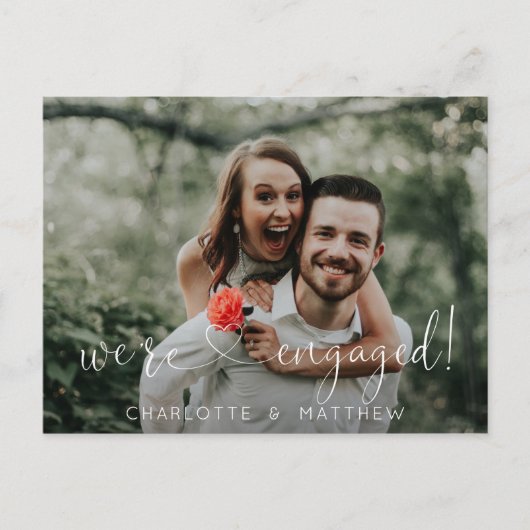 Moderne hartslag We zijn Verloving met FOTO Aankondigingskaart (Voorkant)