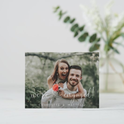 Moderne hartslag We zijn Verloving met FOTO Aankondigingskaart (Staand voorkant)