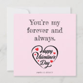 Moderne harttypografie Zachte roze Valentijnsdag Notitiekaartje (Voorkant)