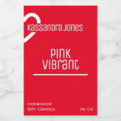 Moderne hartvorm Levendige Roze Rode Kaars Schoonh Voedselcontainer Etiket (Enkel label)