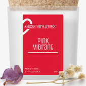 Moderne hartvorm Levendige Roze Rode Kaars Schoonh Voedselcontainer Etiket