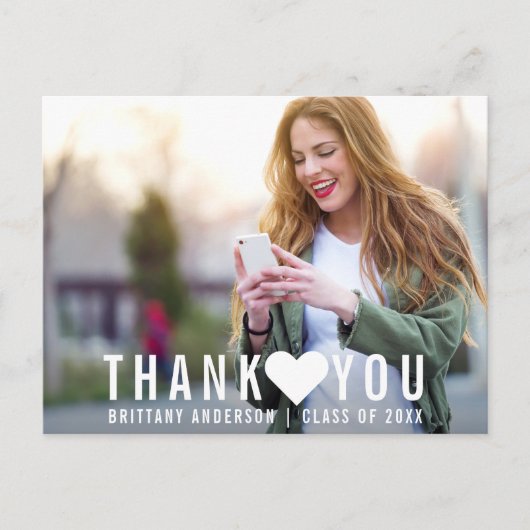Moderne Hartvormige Dankkaart voor Afstuderen (leg Briefkaart (Voorkant)
