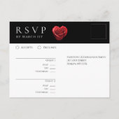 Moderne hartvormige rode roos-RSVP-bruiloft- Briefkaart (Achterkant)