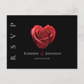 Moderne hartvormige rode roos-RSVP-bruiloft- Briefkaart (Voorkant)