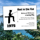 Moderne haspel in de leuke visser 50e verjaardag kaart