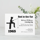 Moderne haspel in de leuke visser 60e verjaardag kaart (Staand voorkant)