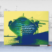Moderne haven van Hamburg schip Sachers kunstwerk