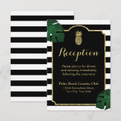 Moderne Hawaï gouden ananas trouwreceptie Informatiekaartje (Voorkant / Achterkant)