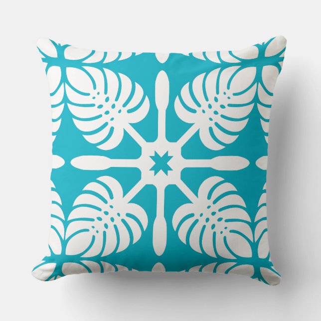 Moderne HAWAÏAN QUILT PILLOW- Monstera Kussen (Voorkant)