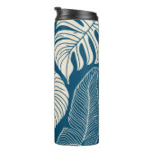 Moderne hawaiiaanse print bladeren patroon thermosbeker (Geroteerd rechts)