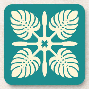Moderne Hawaiiaanse Quilt Green Paddle Monstera Co Bier Onderzetter