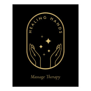 Moderne Healing Handen Massage Gold Logo Download Perfect Poster