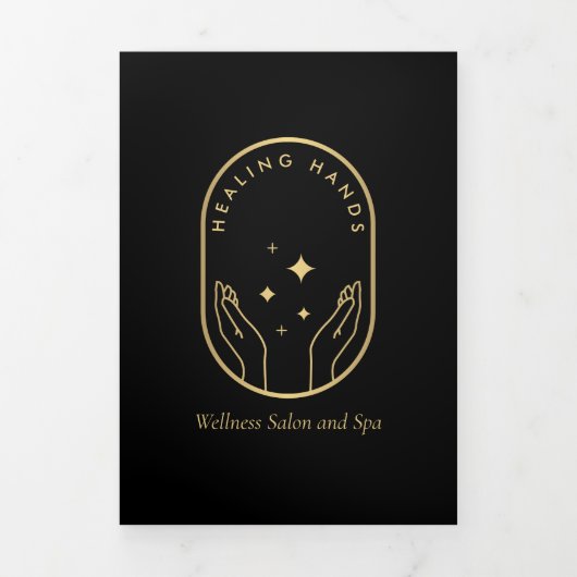 Moderne Healing Handen Massage, Wellness Brochure Drieluik Kaart (Cover)