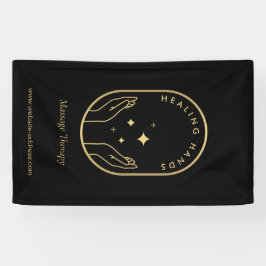 Moderne Healing Handen Massage, Wellness Gold Logo Spandoek