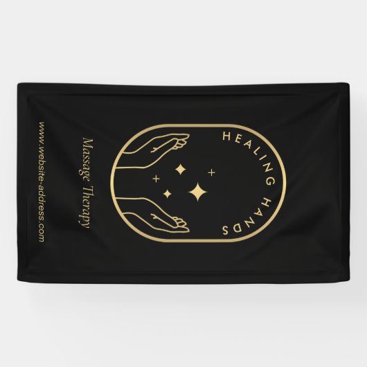 Moderne Healing Handen Massage, Wellness Gold Logo Spandoek (Horizontaal)