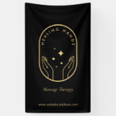 Moderne Healing Handen Massage, Wellness Gold Logo Spandoek (Verticaal)