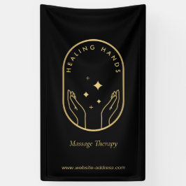 Moderne Healing Handen Massage, Wellness Gold Logo Spandoek
