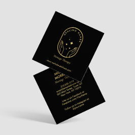 Moderne Healing Handen Massage, Wellness Gold Logo Vierkante Visitekaartje