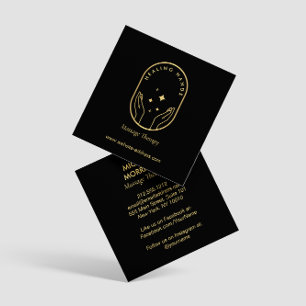 Moderne Healing Handen Massage, Wellness Gold Logo Vierkante Visitekaartje
