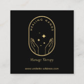 Moderne Healing Handen Massage, Wellness Gold Logo Vierkante Visitekaartje (Voorkant)