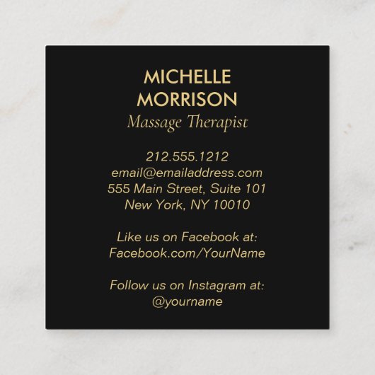 Moderne Healing Handen Massage, Wellness Gold Logo Vierkante Visitekaartje (Achterkant)