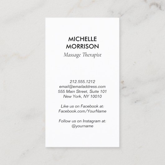 Moderne Healing Handen Massage, Wellness Gold Logo Visitekaartje (Achterkant)