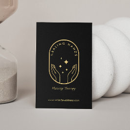 Moderne Healing Handen Massage, Wellness Gold Logo Visitekaartje