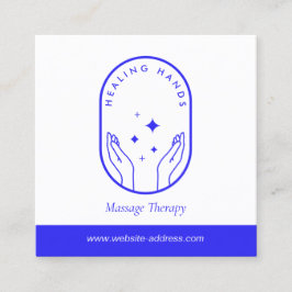 Moderne Healing Hands Massage, Wellness Blue Logo Vierkante Visitekaartje