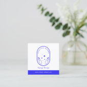Moderne Healing Hands Massage, Wellness Blue Logo Vierkante Visitekaartje (Staand voorkant)