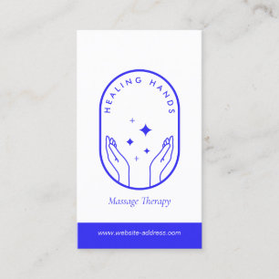 Moderne Healing Hands Massage, Wellness Blue Logo Visitekaartje