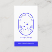 Moderne Healing Hands Massage, Wellness Blue Logo Visitekaartje (Voorkant)
