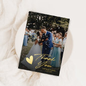 Moderne heart Weddenschap met fotoscript Bedankt Folie Wenskaart