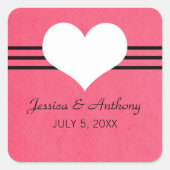 Moderne heartweddenschappen, roze vierkante sticker (Voorkant)