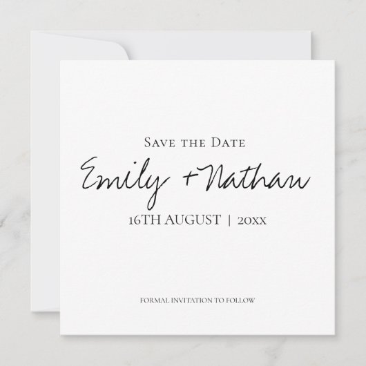 Moderne Heden daagse Klassieke Zwarte Witte Bruilo Save The Date (Voorkant)