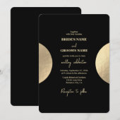 Moderne Heden Tijden Zwart & Goud Abstract Trouwen Kaart (Voorkant / Achterkant)