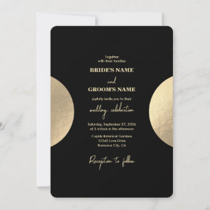 Moderne Heden Tijden Zwart & Goud Abstract Trouwen Kaart