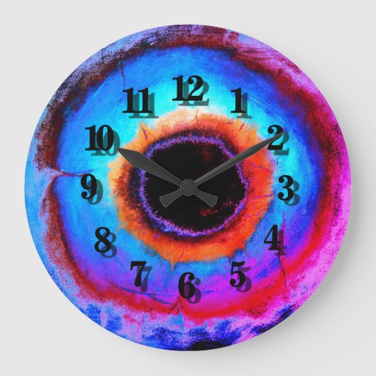 Moderne, hedendaagse, Abstracte Aqua Blue Black Ho Grote Klok (Voorkant)
