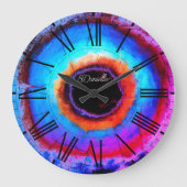 Moderne Hedendaagse Abstracte Aqua Blue Black Hole Grote Klok (Voorkant)