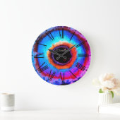 Moderne Hedendaagse Abstracte Aqua Blue Black Hole Grote Klok (Huis)