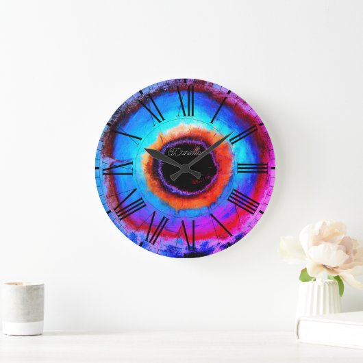 Moderne Hedendaagse Abstracte Aqua Blue Black Hole Grote Klok (Huis)