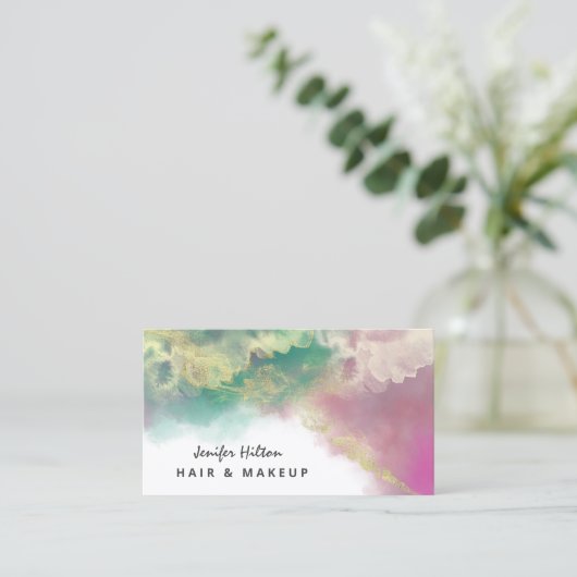 Moderne, hedendaagse abstracte goudroze goudroze visitekaartje (Staand voorkant)