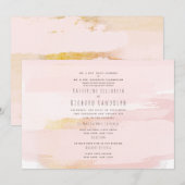 Moderne hedendaagse Artsy Blush/Gold Wedding II Kaart (Voorkant / Achterkant)