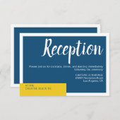 Moderne hedendaagse blauwe en gele bruiloft minima informatiekaartje (Voorkant / Achterkant)